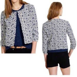 Madewell - Women’s Quilted Floral Bomber Jacket, Cotton - White/Blue, Small